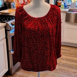 Michael by Michael Kors Pink Red and black Peasant Blouse